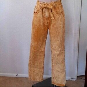 Litz, High Rise, Front Tie, Paper Bag, Stone Wash Pants